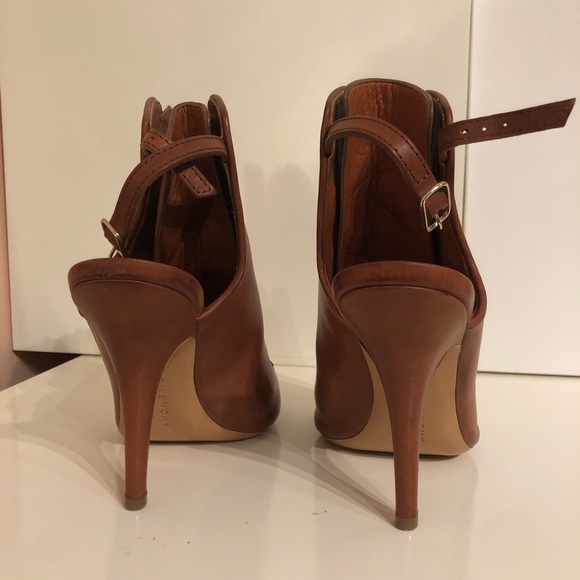 GIVENCHY Peep Toe Zip Front Leather Ankle Boot Gladiator Sandal Cognac, 37.5 - Picture 6 of 10